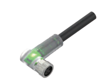 M8-弯角孔头带LED指示灯-预铸式连接器-防震止退-3+4PIN
