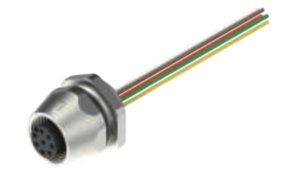 M12-孔头-法兰连接器-前安装-散线式-6+8+12PIN