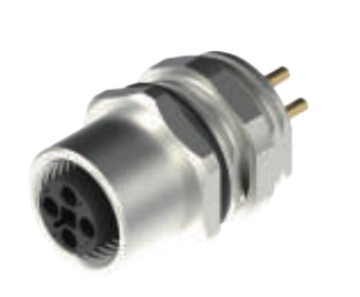 M12-孔头-法兰连接器-前安装-PCB焊接式-PG9锁紧螺纹-4+5PIN
